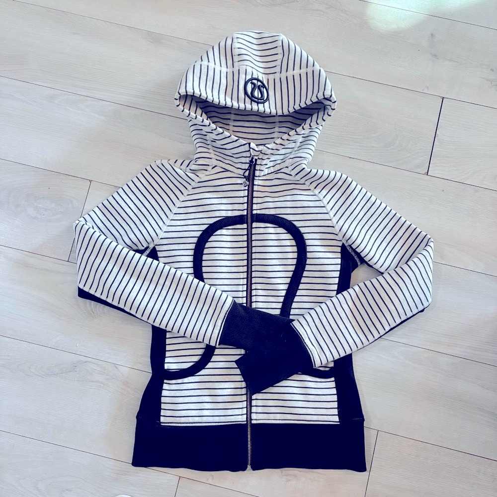 Lululemon Athletica Black and White Striped Hoodie